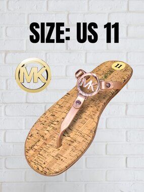 Brand new Michael Kors cork flip flops ROSE GOLD 11